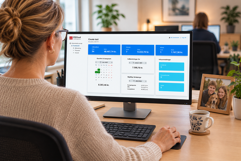 Lønbogholder Som Arbejder Med Fpscloud AI Genereret